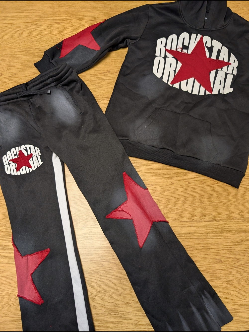 Rockstar Original Sweatsuit- Black with Red Star Accents